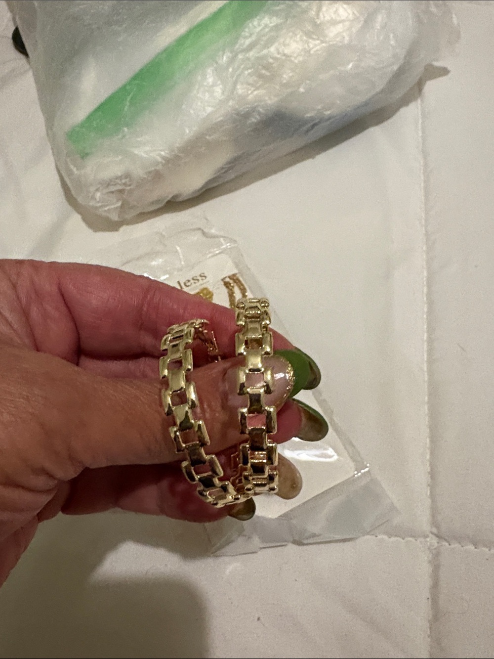 Gold-Tone Linked Hoop Earrings - Women Jewelry